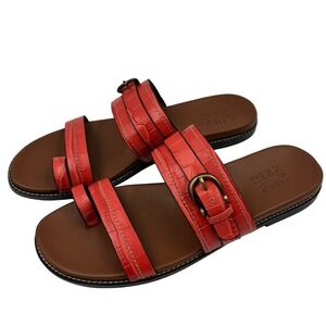 Naturalizer Karlie 9M Mango Spice Croc Leather Slides Toe Loop Sandals Women's‎